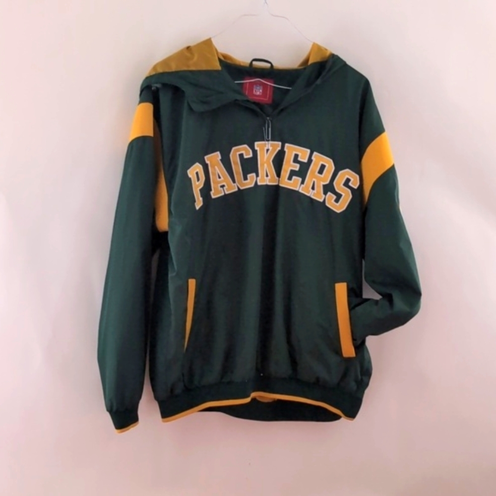 Green Bay Packers Windbreaker with Pocket Size Large